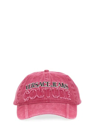 Versace Jeans Couture Baseball Hat With Logo In Fuchsia