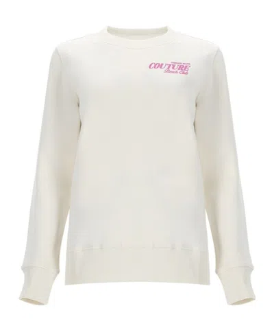 Versace Jeans Couture Beach Club Logo Sweatshirt In White
