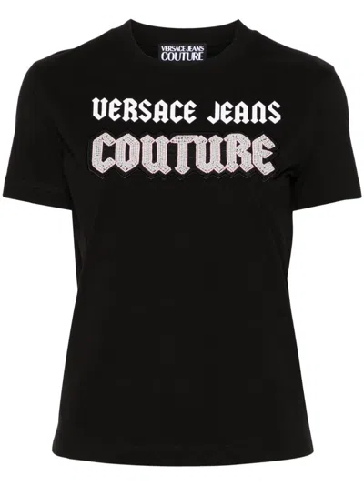 Versace Jeans Couture Classic Logo T-shirt In Soft Cotton In Black