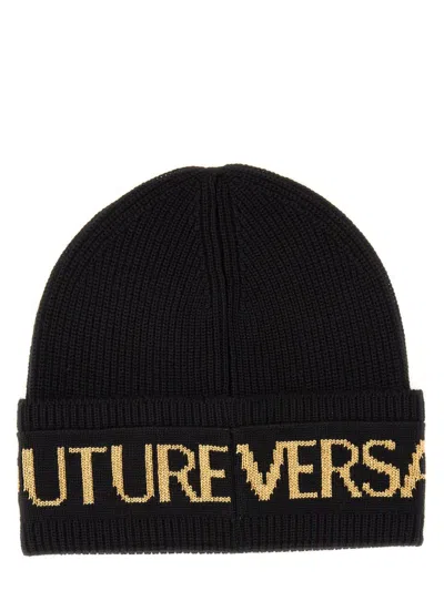 Versace Jeans Couture Logo Intarsia In Black