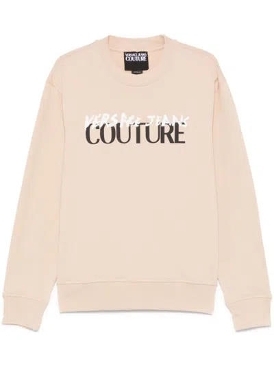 VERSACE JEANS COUTURE BEIGE CREWNECK LOGO SWEATSHIRT