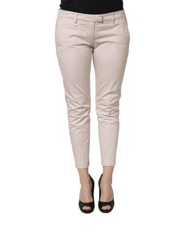Versace Jeans Couture Beige Low Waist Tapered Women Cropped Trousers Pants In Neutral