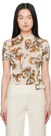 Versace Jeans Couture Beige Outline Barocco Lurex Sweater In E003 White