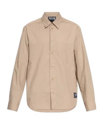 Versace Jeans Couture Beige Shirt With Logo Patch