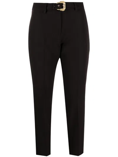 Versace Jeans Couture Belted Cropped Trousers In Black
