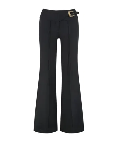 Versace Jeans Couture Belted Flare Pants In Black