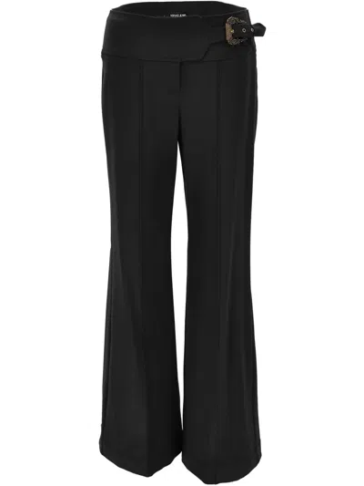 Versace Jeans Couture Belted Flared Trousers In Black