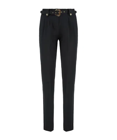 Versace Jeans Couture Belted High Waist Trousers In Black