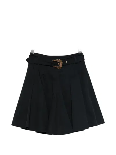 Versace Jeans Couture Belted Pleated Skirt In Black