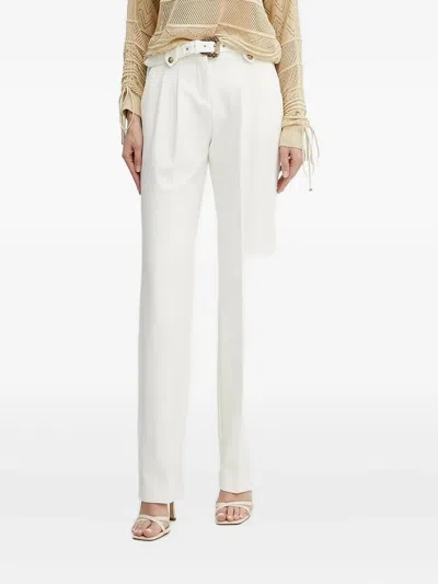 Versace Jeans Couture Belted Pleated Trousers In White