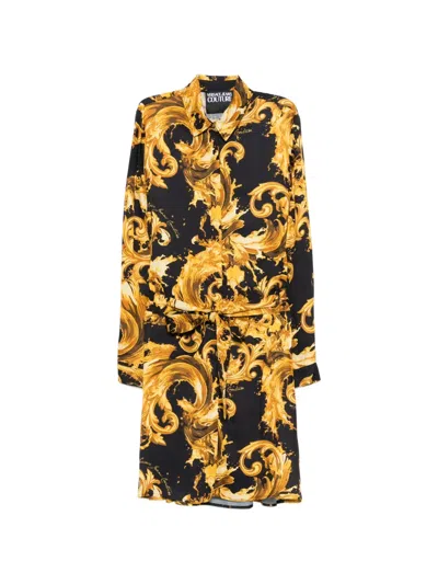 Versace Jeans Couture Belted Printed Mini Dress In Brown