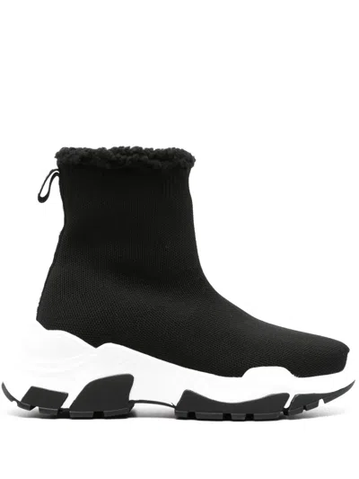 Versace Jeans Couture Berry Knitted High-top Sneakers In Black