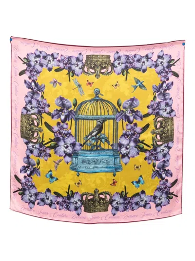 Versace Jeans Couture Birdcage Orchid Scarf In Pink