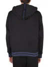Versace Jeans Couture Solid Black Hoodie With Drawstring In Black
