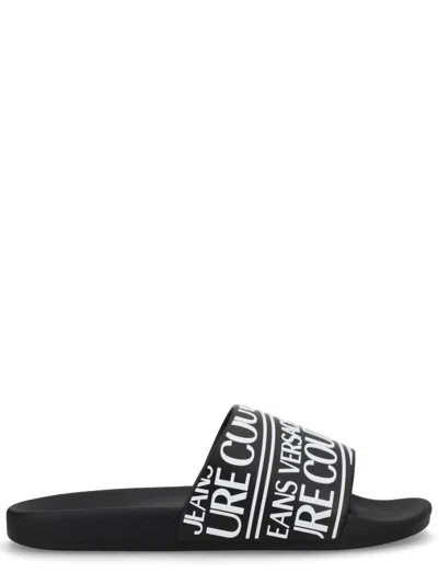 Versace Jeans Couture Slides With Logo In Black