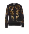Versace Jeans Couture Knitwear Crewneck Embroidered Design Long Sleeves In Black