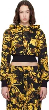 Versace Jeans Couture Barocco-print Hoodie In Black