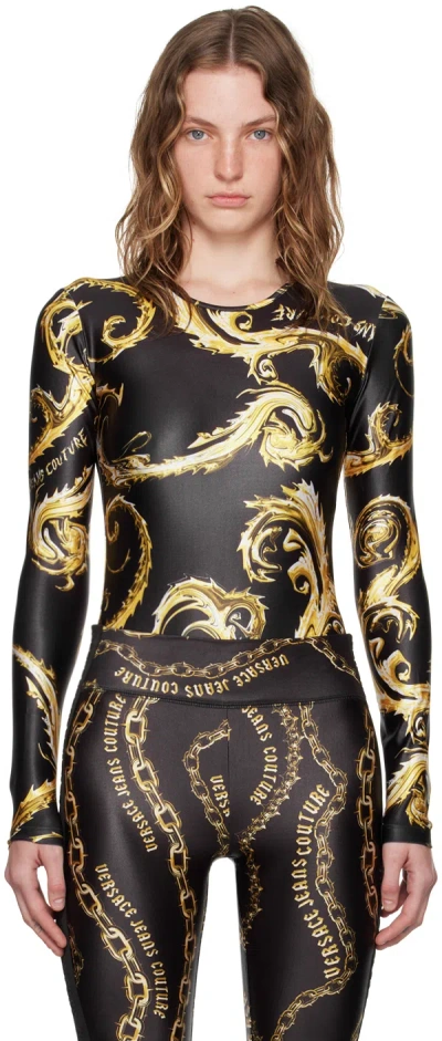 VERSACE JEANS COUTURE BLACK & GOLD CHROMO COUTURE BODYSUIT