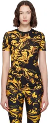 Versace Jeans Couture Baroque-print Short-sleeve Mini Dress In Black