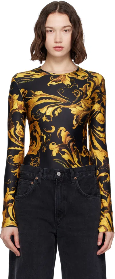 Versace Jeans Couture Black & Gold Lycra Bodysuit