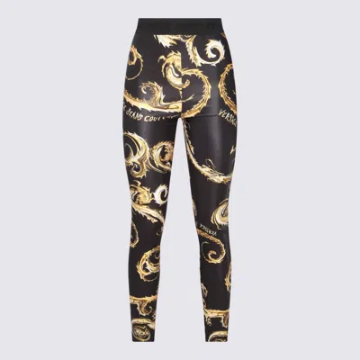 Versace Jeans Couture Black And Gold Pants In Nero E Oro