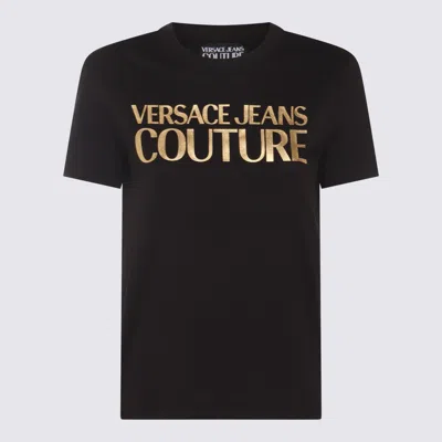 Versace Jeans Couture Black And Gold-tone Cotton T-shirt