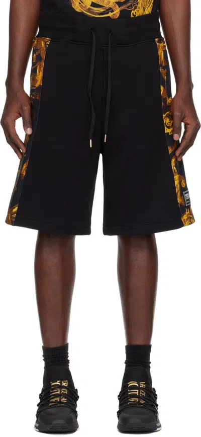 VERSACE JEANS COUTURE BLACK & GOLD WATERCOLOR COUTURE SHORTS