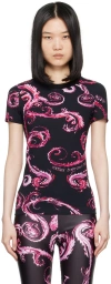 Versace Jeans Couture Black & Pink Chromo Couture T-shirt In Eqy2 899 Black +rasp