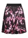 Versace Jeans Couture Pleated Mini Skirt With Vibrant Pattern In Negro