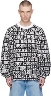 Versace Jeans Couture Man Sweatshirt Black Size L Cotton In Multi