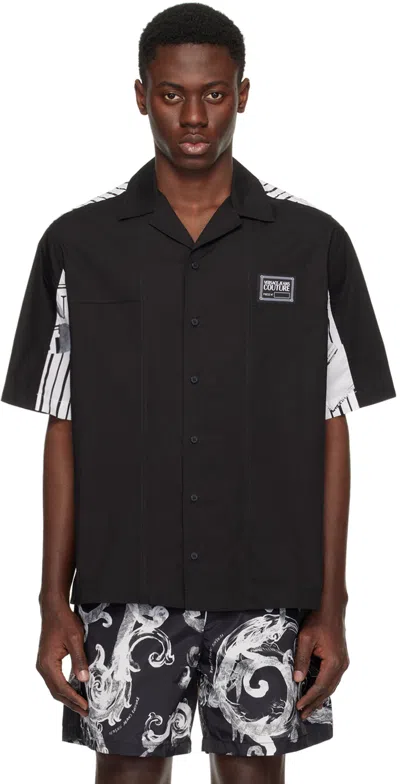 Versace Jeans Couture Black Magazine-print Cotton Shirt