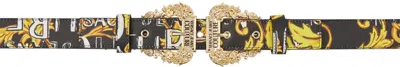 Versace Jeans Couture Black & Yellow Logo Couture Belt In Eg89 Black/gold