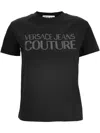 Versace Jeans Couture Black T-shirt With Logo Rhinestone Embellishment