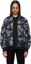 VERSACE JEANS COUTURE BLACK BAROCCO REVERSIBLE BOMBER JACKET