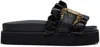 Versace Jeans Couture Black Baroque Buckle Arizona Sandals In E899 Black