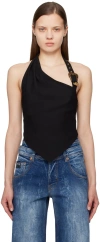 Versace Jeans Couture Baroque-buckle Cropped Top In E899 Black