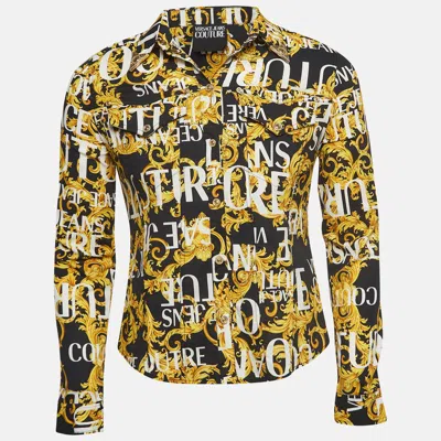 Pre-owned Versace Jeans Couture Black Baroque Printed Cotton Shirt L