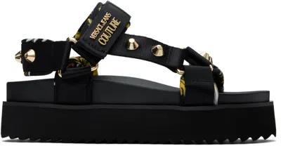 VERSACE JEANS COUTURE BLACK BEACH SANDALS