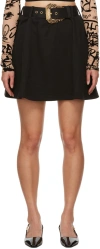 Versace Jeans Couture Knit Belted A-line Mini Skirt In E899 Black