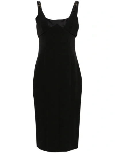 Versace Jeans Couture Black Bi-stretch Cady Midi Dress