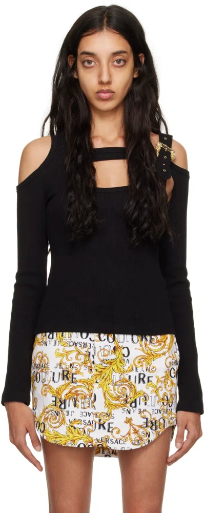 Versace Jeans Couture Black Buckle Long Sleeve T-shirt In E899 Black