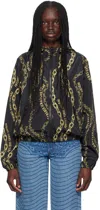 Versace Jeans Couture Black Chain Couture Jacket In Eg89 Black/gold
