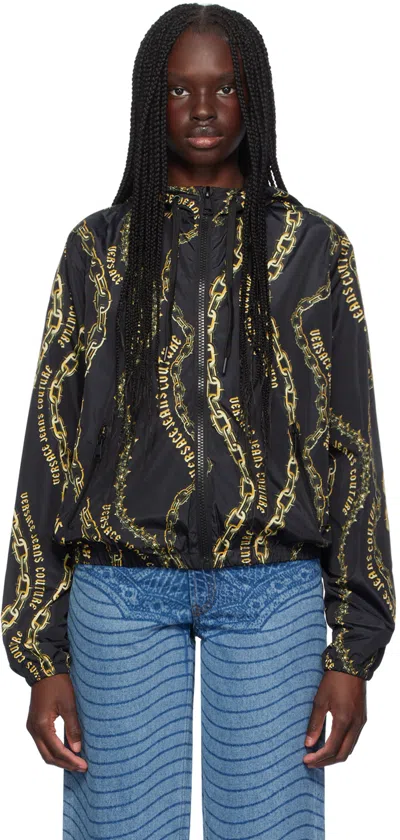 Versace Jeans Couture Black Chain Couture Jacket In Eg89 Black/gold