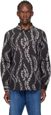 Versace Jeans Couture Black Chain Couture Long Sleeve Shirt In E899-black