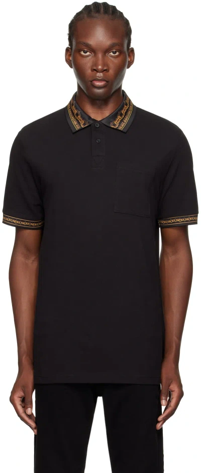 Versace Jeans Couture Black Chain Couture Polo In Eg89-black/gold