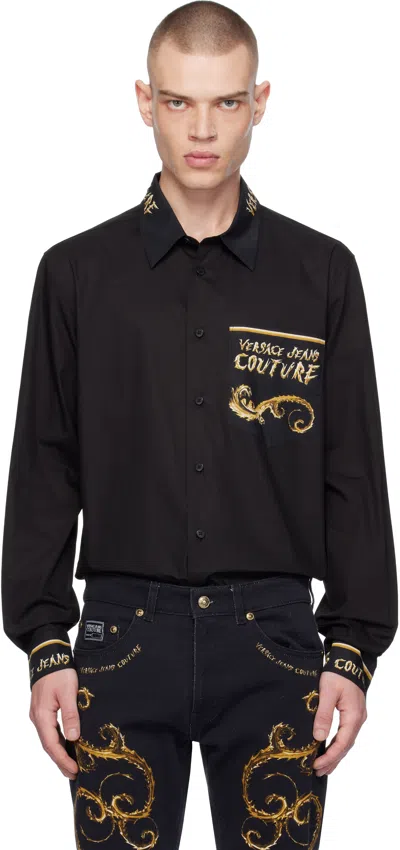 Versace Jeans Couture Black Chrome Couture Shirt In Eg89-black/gold