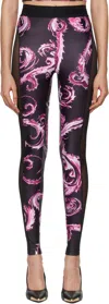 Versace Jeans Couture Watercolor Couture-print Leggings In Eqy2 899 Black + 477