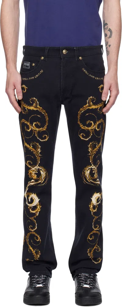 Versace Jeans Couture Black Chromo Couture Slim-fit Jeans In Eg89-black/gold