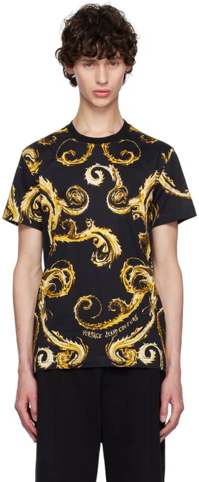 VERSACE JEANS COUTURE BLACK CHROMO COUTURE T-SHIRT