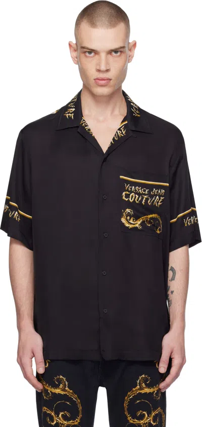 Versace Jeans Couture Black Chromo Gold Shirt In Eg89-black/gold